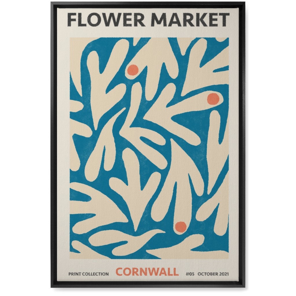 Flower Market - Blue Wall Art, Black, Single piece, Canvas, 20x30, Blue