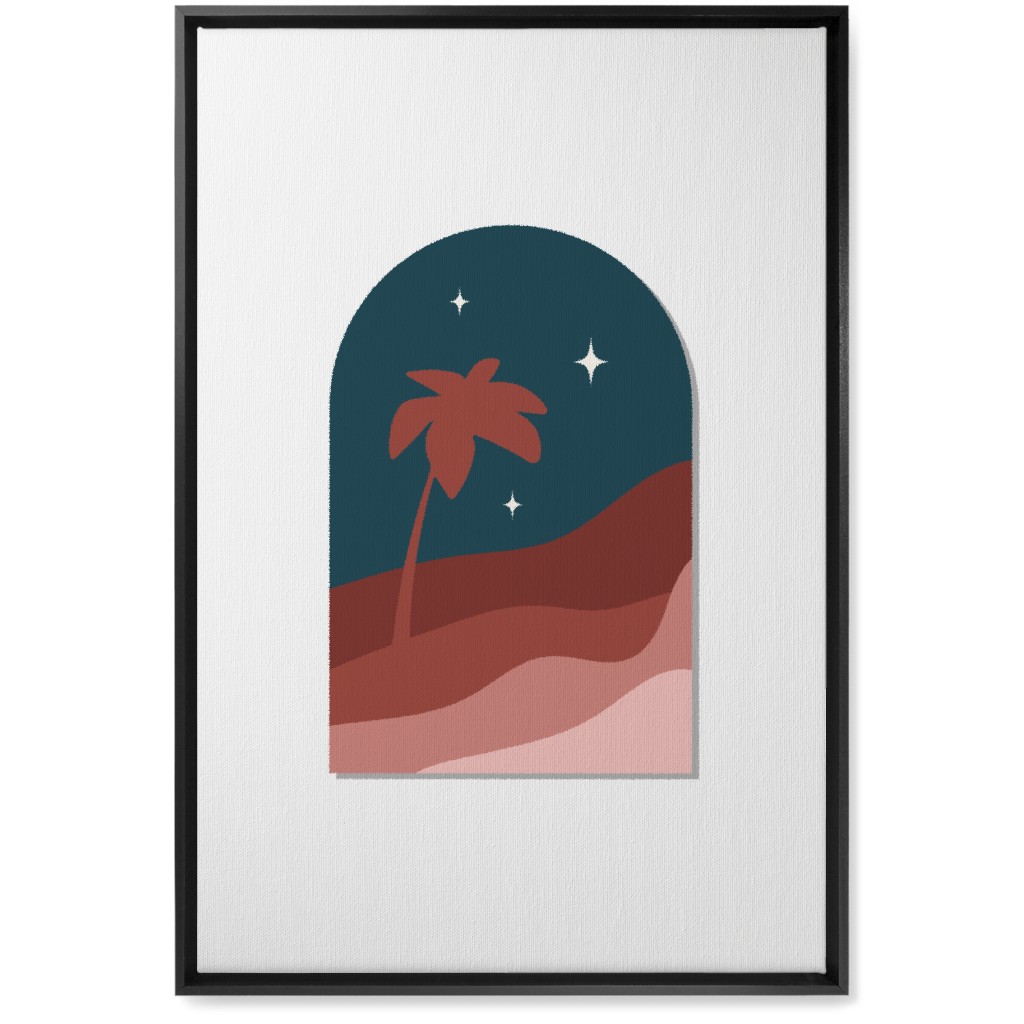 Abstract Landscape in Window With Tree Wall Art, Black, Single piece, Canvas, 20x30, Multicolor