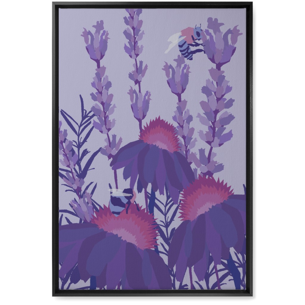 Lavender Fields - Purple Wall Art, Black, Single piece, Canvas, 20x30, Purple, Purple