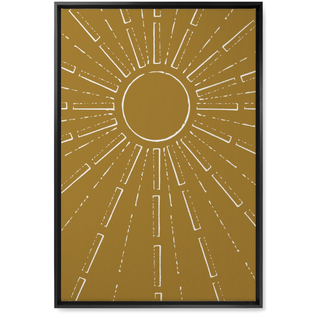 Midcentury Burst Wall Art, Black, Single piece, Canvas, 20x30, Yellow, Golden