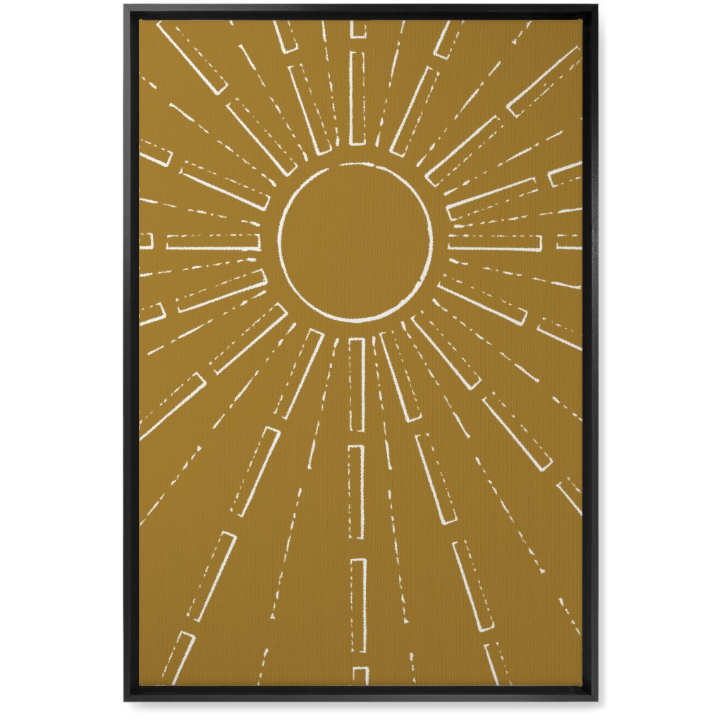 Midcentury Burst Wall Art, Black, Single piece, Canvas, 20x30, Yellow