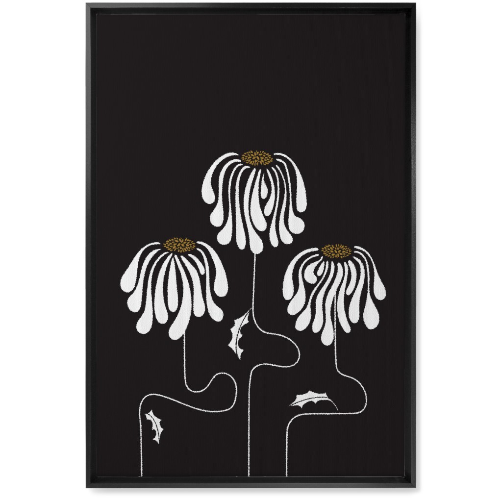 Mod Lazy Daisies Wall Art, Black, Single piece, Canvas, 20x30, Black