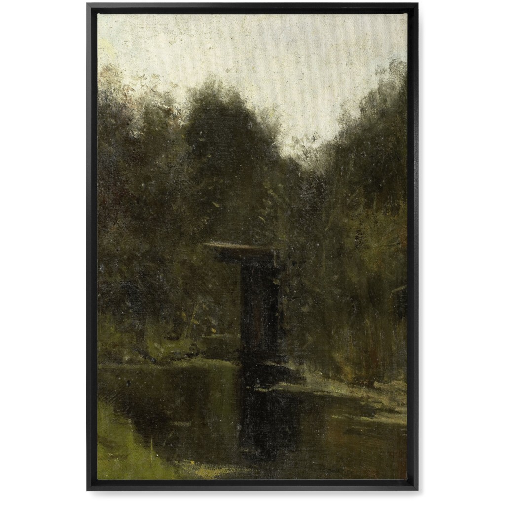 Moody Corner Pond Wall Art, Black, Single piece, Canvas, 20x30, Green, Classic Green