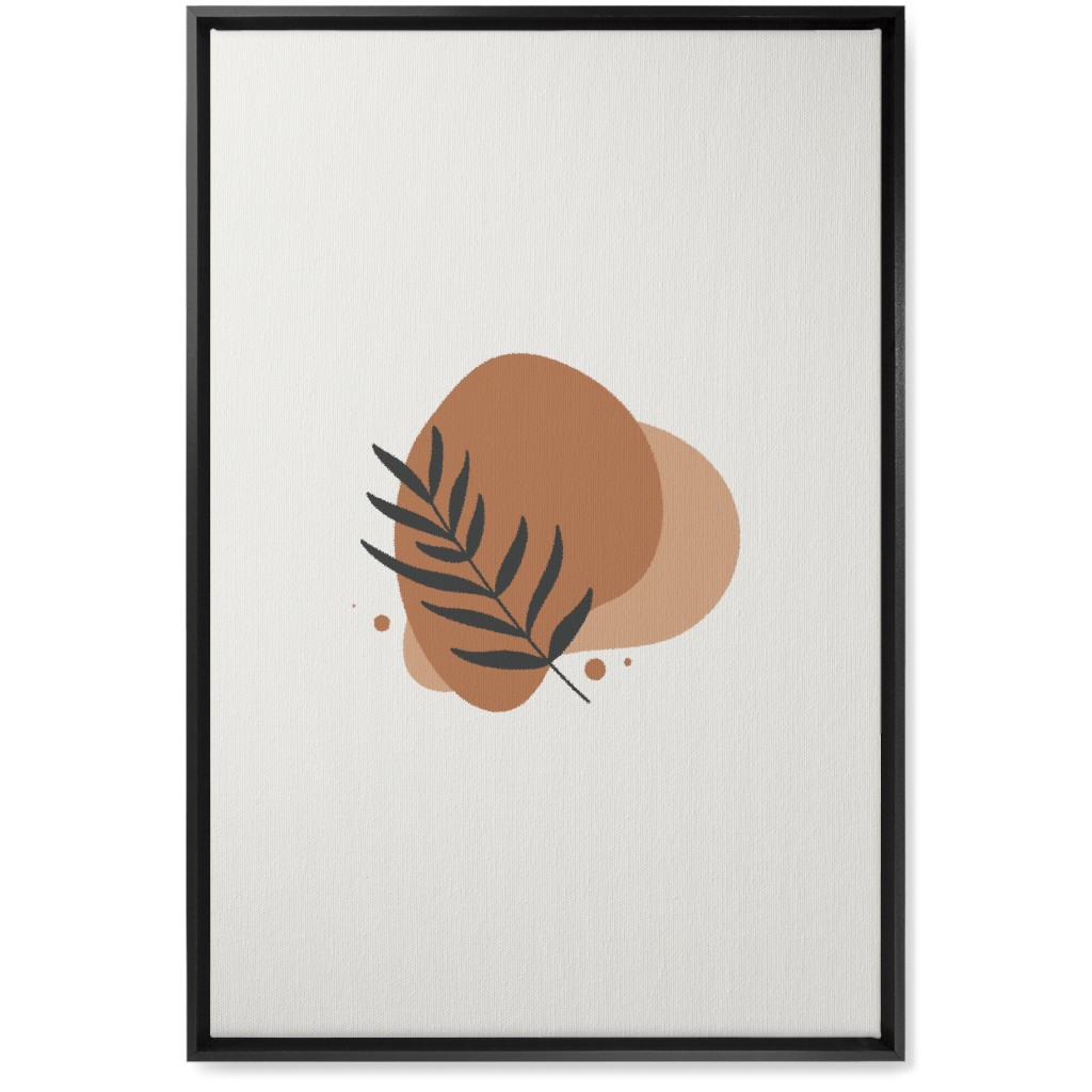 Shapes and Fern Leaf Vi Wall Art, Black, Single piece, Canvas, 20x30, Orange, Pueblo
