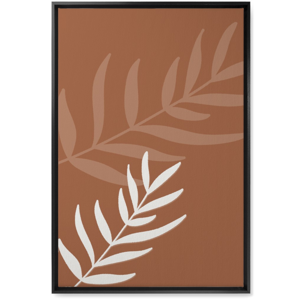 Fern Leaves in Neutral Earth Tones Wall Art, Black, Single piece, Canvas, 20x30, Brown, Camel