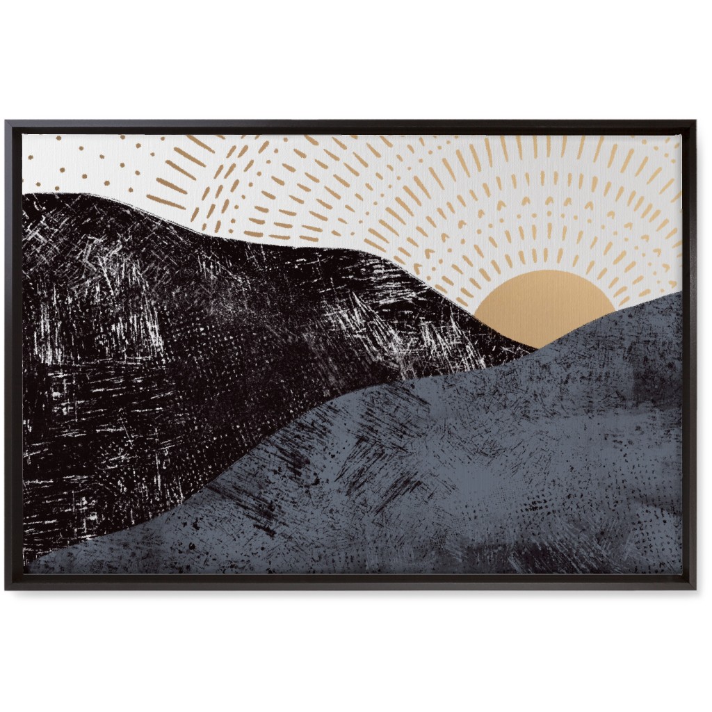 Sunrise on Mountains - Earth Tones Wall Art, Black, Single piece, Canvas, 20x30, Multicolor