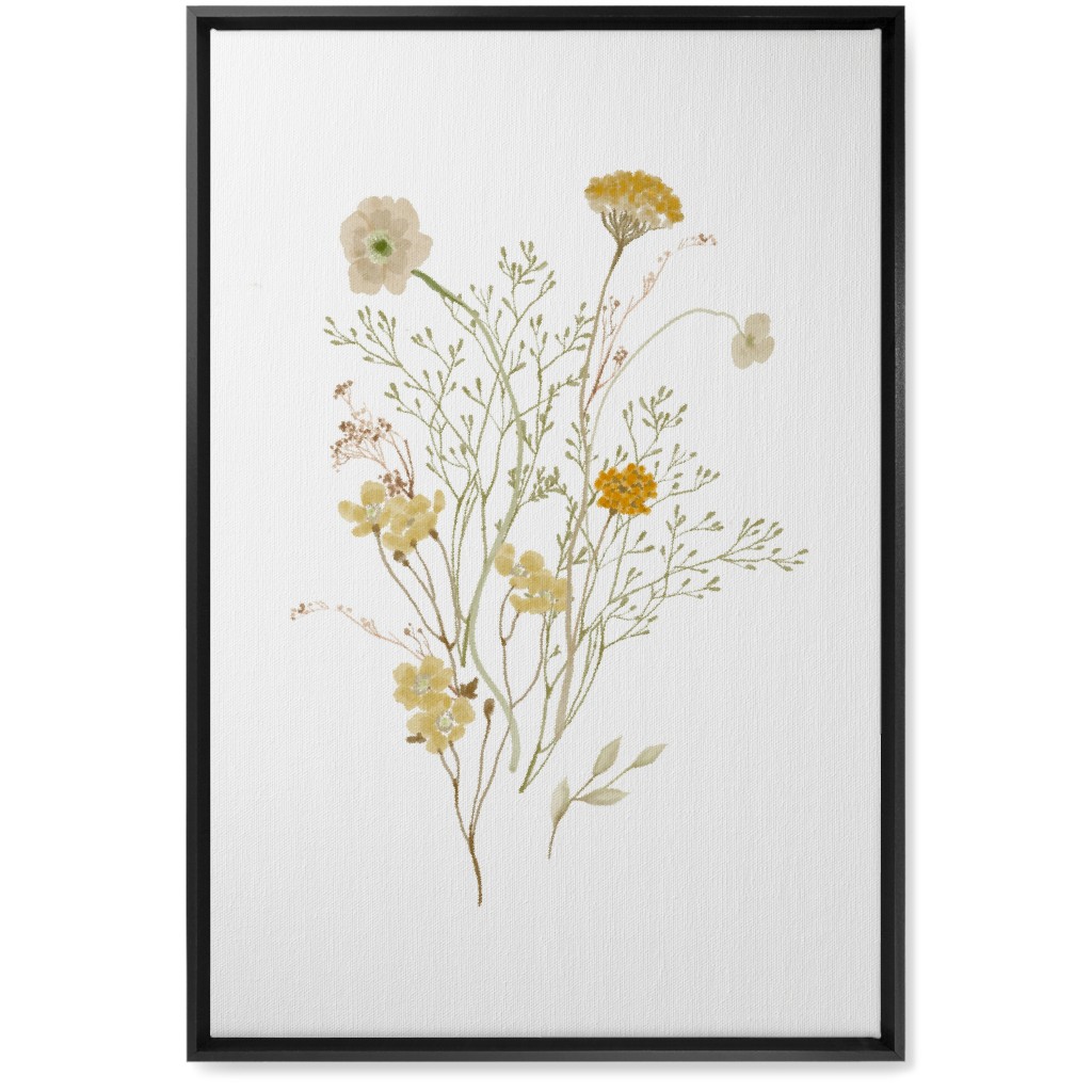 Picked Wildflowers - Yellow Wall Art, Black, Single piece, Canvas, 20x30, Yellow