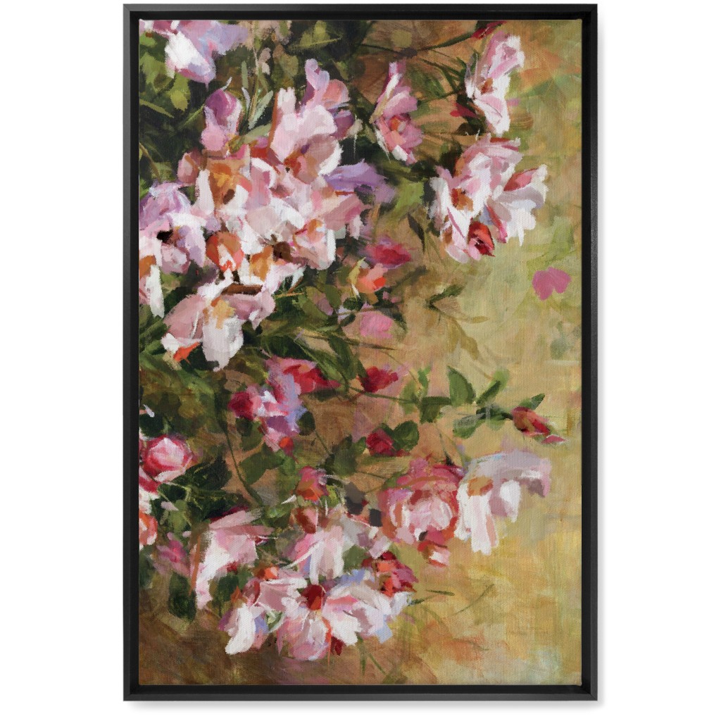 Wild Roses Painting - Pink Wall Art, Black, Single piece, Canvas, 20x30, Pink