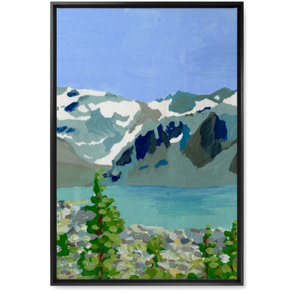 Wedgemount Lake Painting Wall Art, Black, Single piece, Canvas, 20x30, Blue