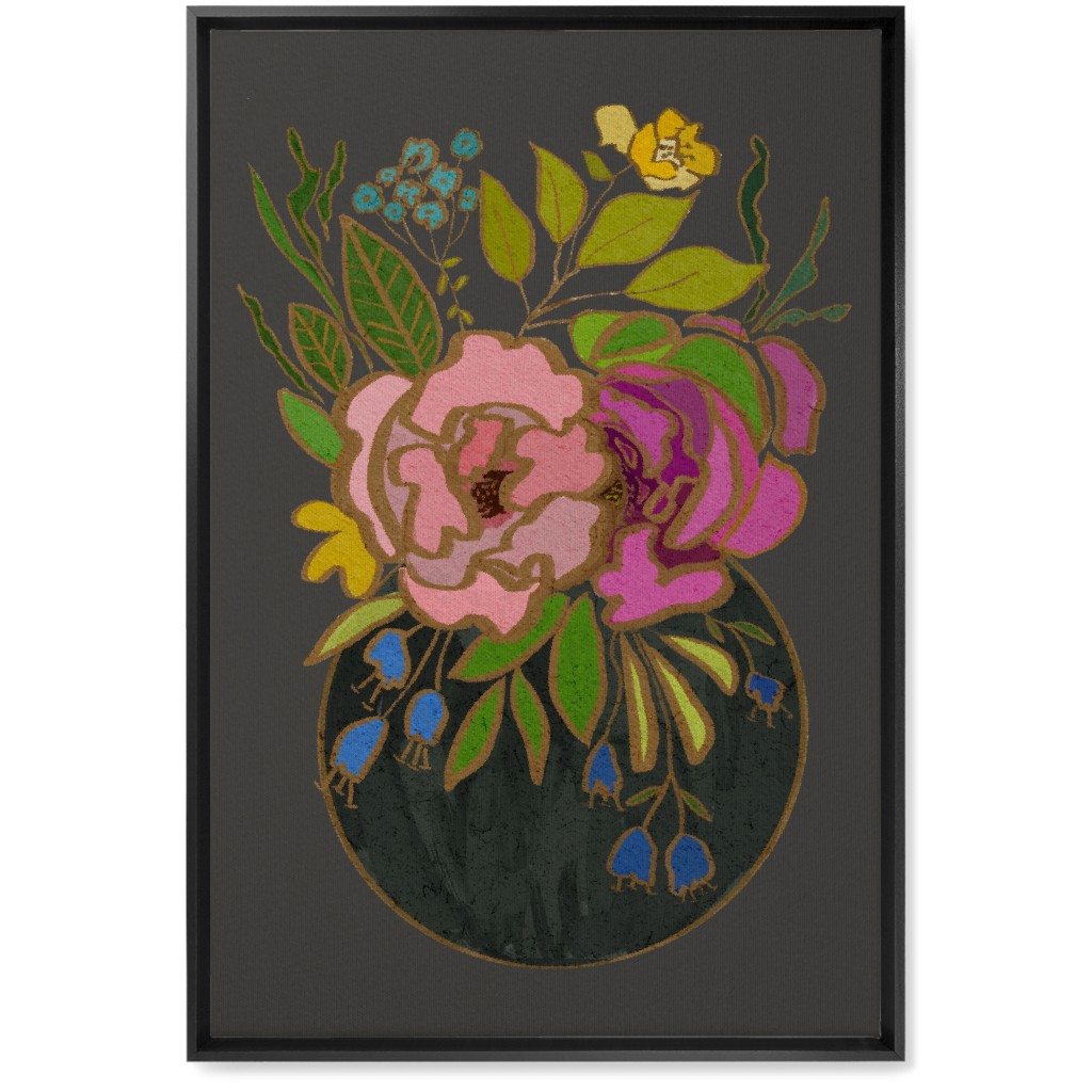 Stained Glass Garden Wall Art, Black, Single piece, Canvas, 20x30, Multicolor