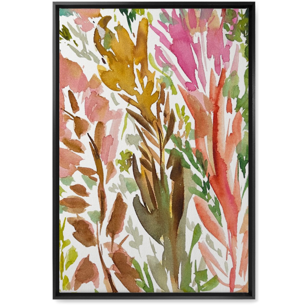 Abstract Garden - Pink Wall Art, Black, Single piece, Canvas, 20x30, Multicolor