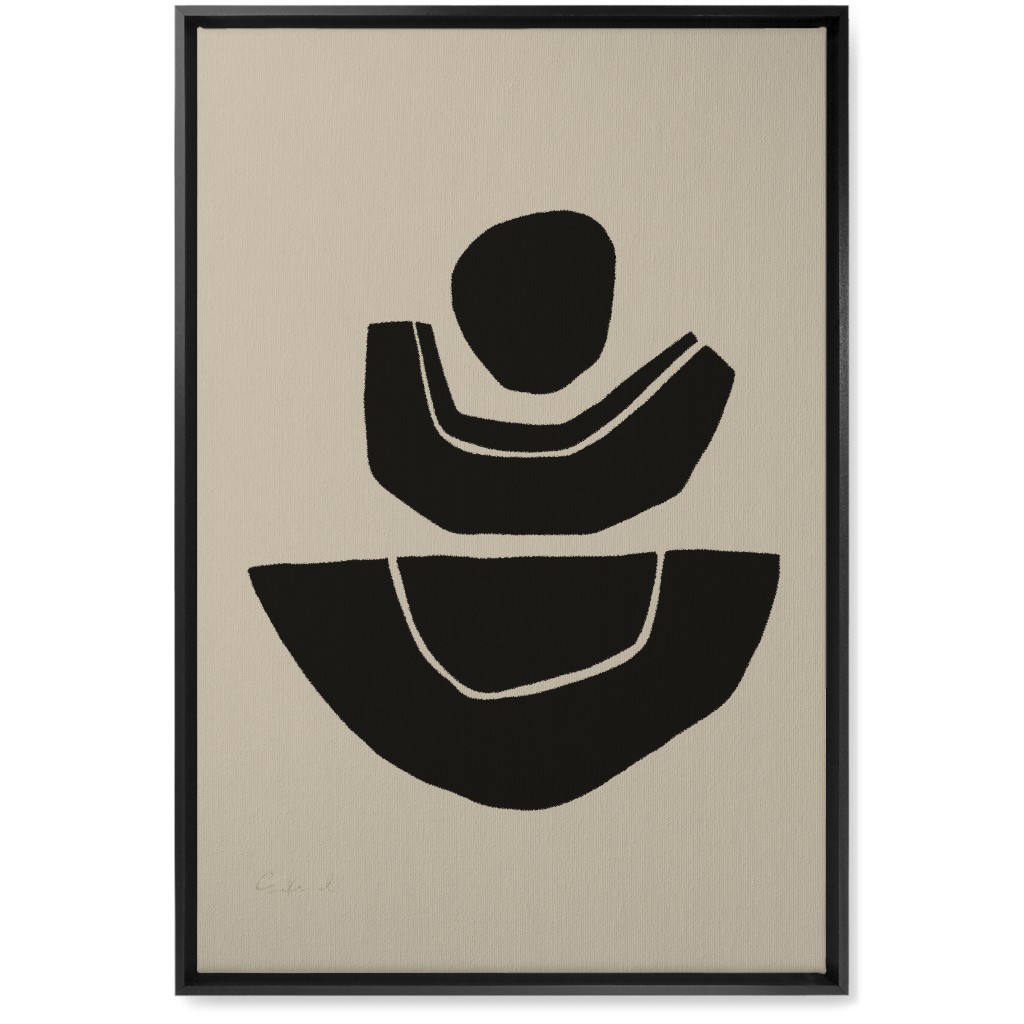 Geometric Abstract Stack Ii Wall Art, Black, Single piece, Canvas, 20x30, Black, Charcoal