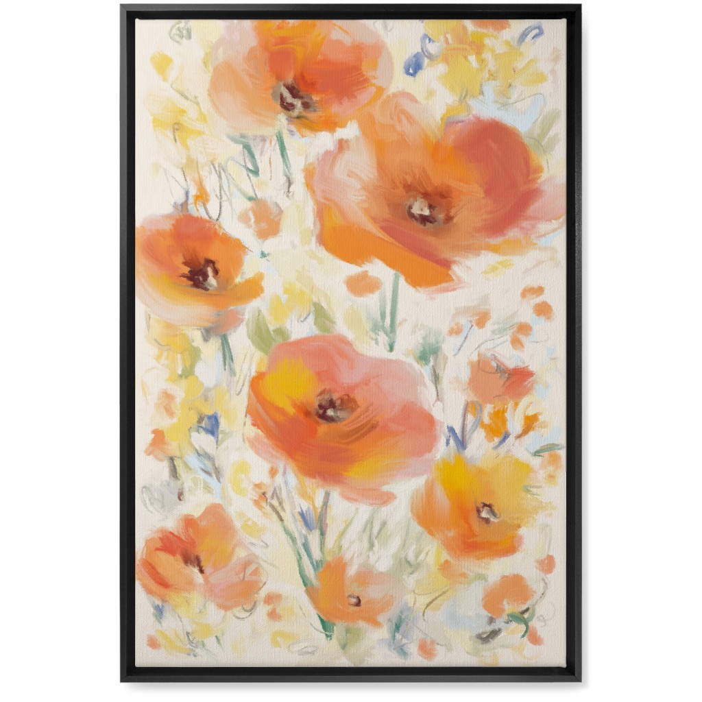 Field of Flowers - Orange Wall Art, Black, Single piece, Canvas, 20x30, Orange, Orange
