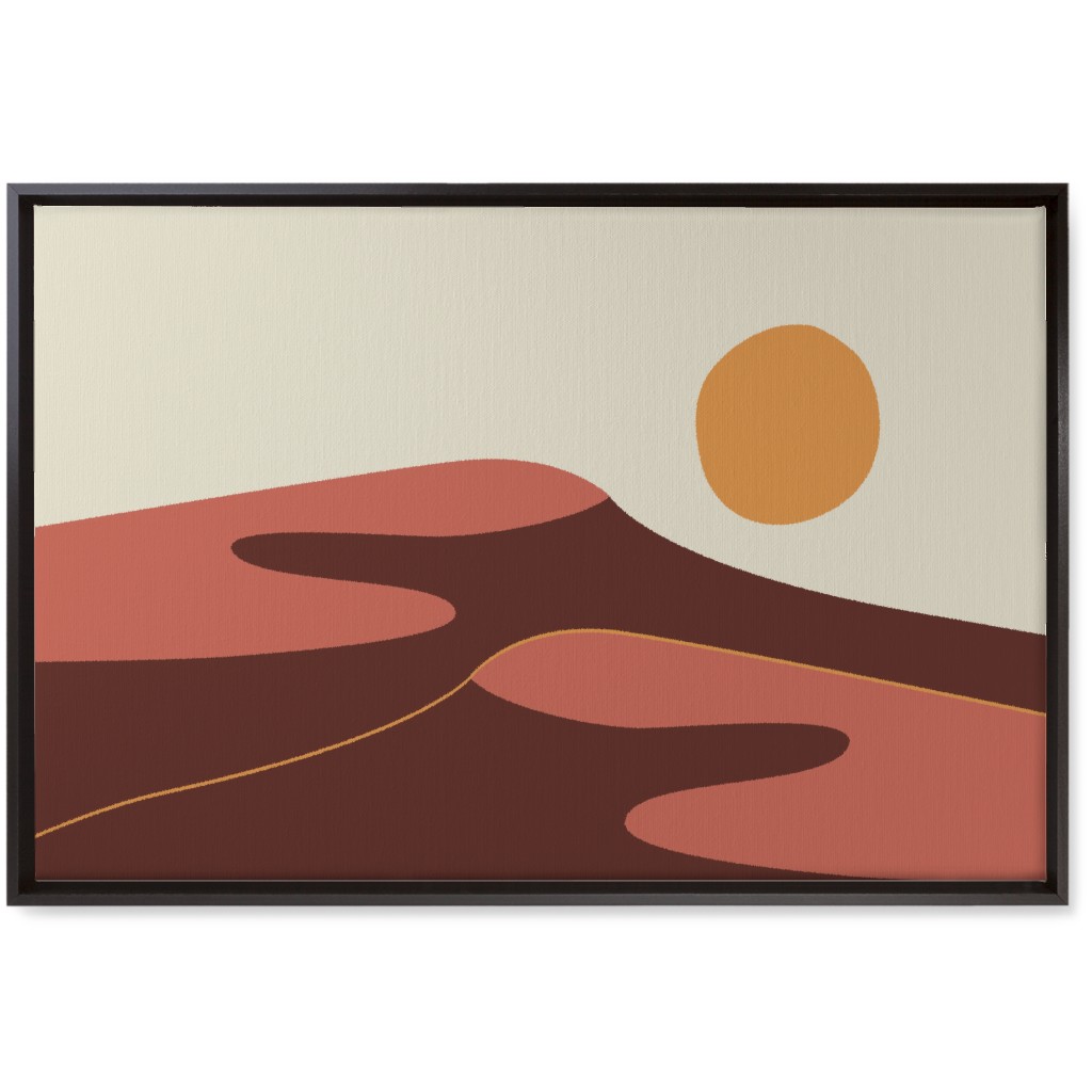 Desert Sun - Earth Tones Wall Art, Black, Single piece, Canvas, 20x30, Orange, Orange