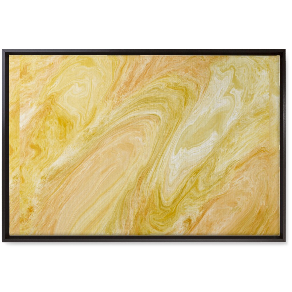 Abstract Acrylic Pour - Yellow Wall Art, Black, Single piece, Canvas, 20x30, Yellow