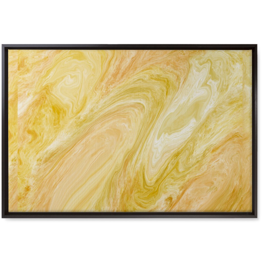 Abstract Acrylic Pour - Yellow Wall Art, Black, Single piece, Canvas, 20x30, Yellow, Classic Yellow