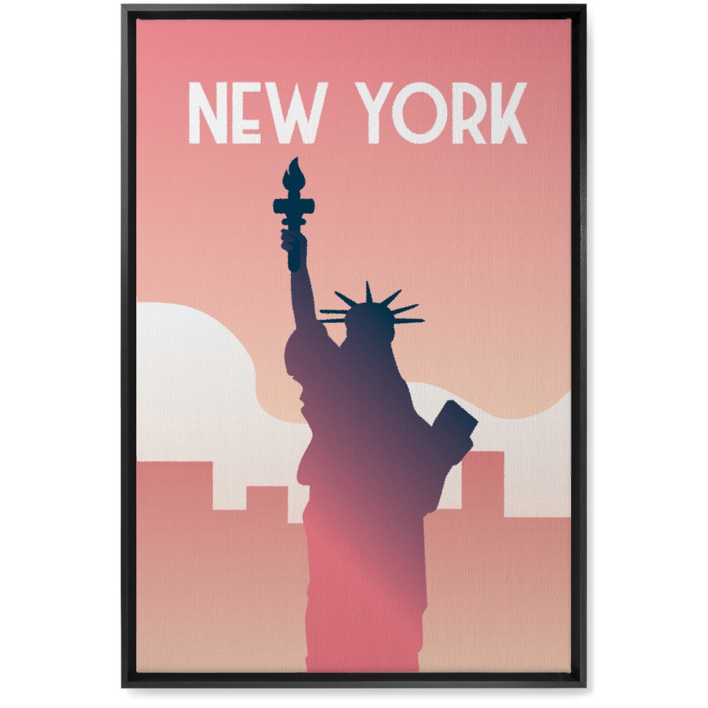 New York City Statue of Liberty Wall Art, Black, Single piece, Canvas, 20x30, Pink, Dusk Pink