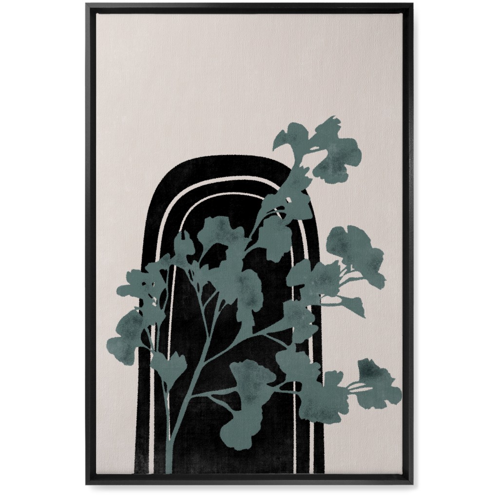 Modern Garden Archway - Green and Ivory Wall Art, Black, Single piece, Canvas, 20x30, Green