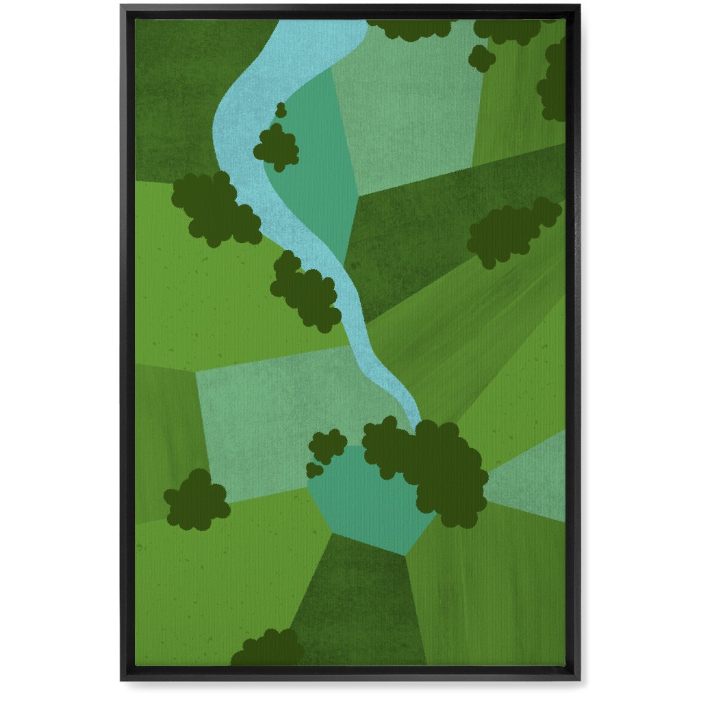 Patchwork Lands - Green Wall Art, Black, Single piece, Canvas, 20x30, Green, Classic Green