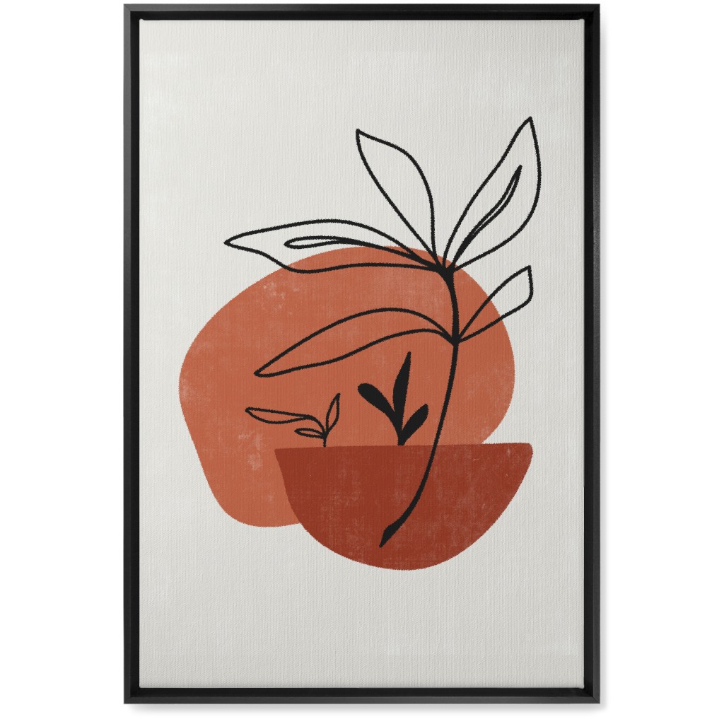 Abstract Leaf Sketch - Terracotta and Ivory Wall Art, Black, Single piece, Canvas, 20x30, Brown, Brown