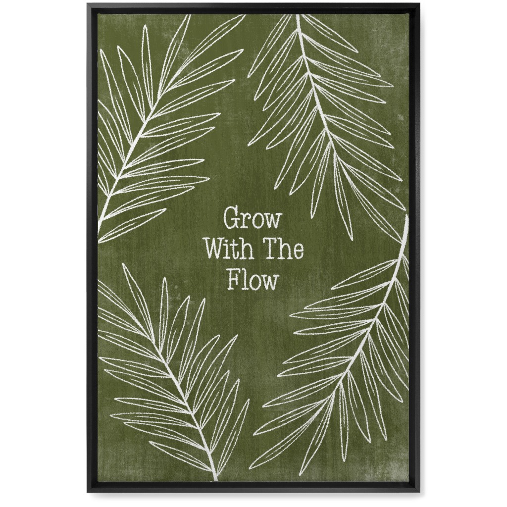 Grow With the Flow - Green Wall Art, Black, Single piece, Canvas, 20x30, Green, Classic Green