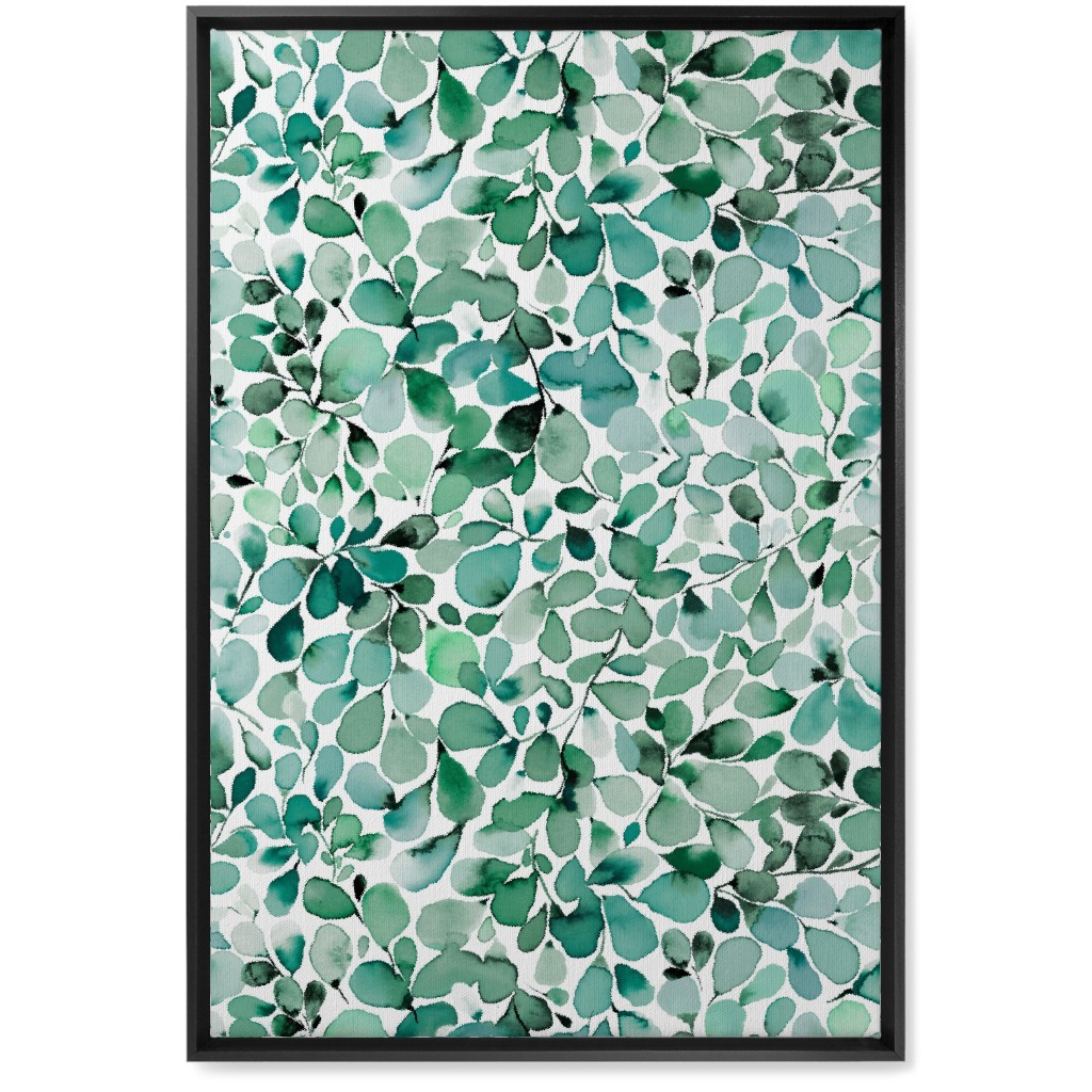 Little Leaves Eucalyptus Foliage - Green Wall Art, Black, Single piece, Canvas, 20x30, Green