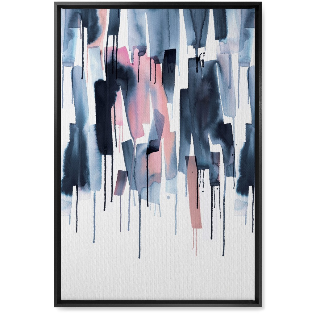 Watery Stripes Wall Art, Black, Single piece, Canvas, 20x30, Blue, Gunmetal