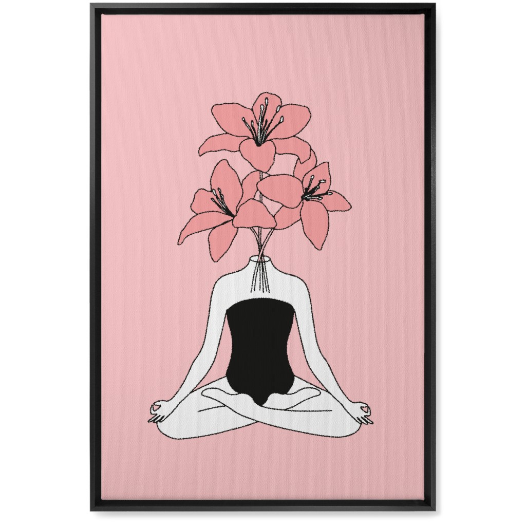 Feminine Yoga - Pink Wall Art, Black, Single piece, Canvas, 20x30, Pink, Bright Pink