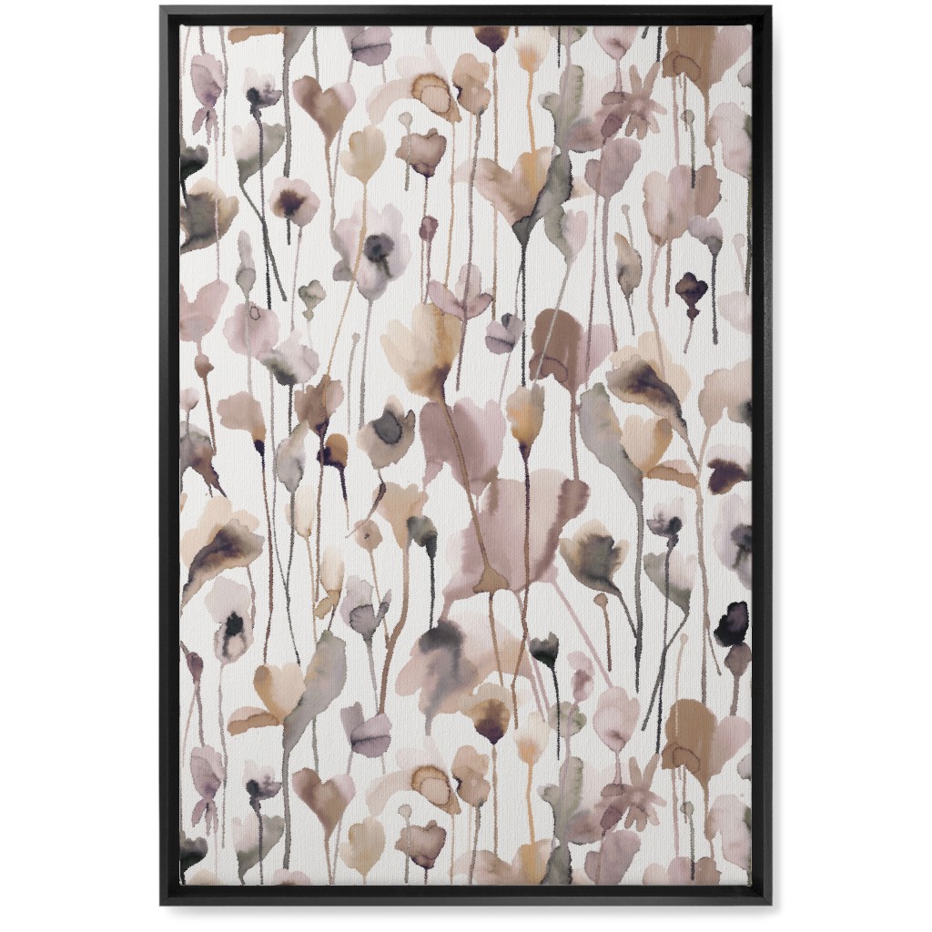 Watercolor Wild Rustic Flowers - Neutral Wall Art, Black, Single piece, Canvas, 20x30, Brown, Brown