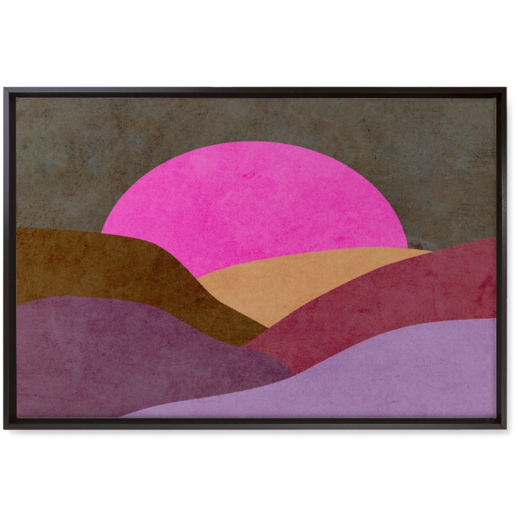 Mountains At Dusk Wall Art, Black, Single piece, Canvas, 20x30, Multicolor, Taupe