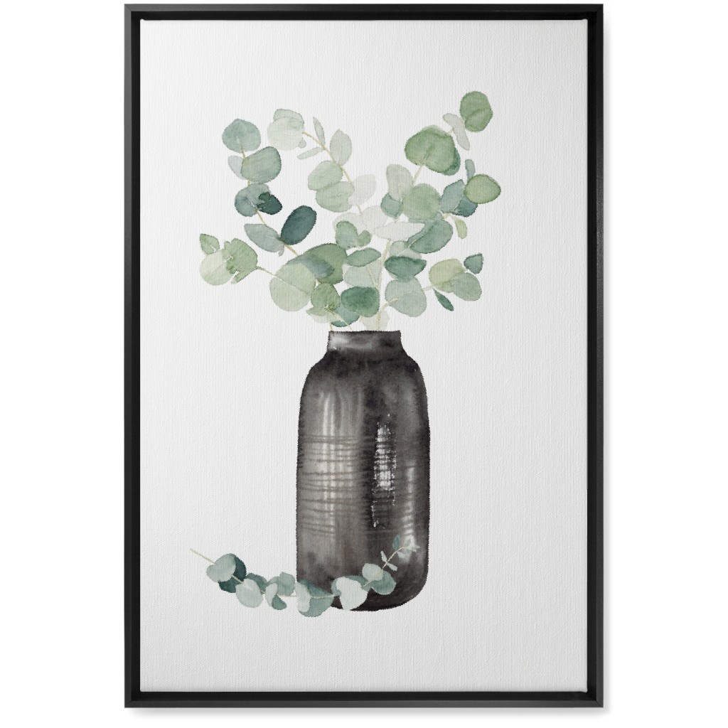 Eucalyptus in a Vase - Green Wall Art, Black, Single piece, Canvas, 20x30, Green