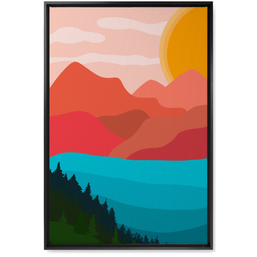 By the Lake - Multi Wall Art, Black, Single piece, Canvas, 20x30, Multicolor