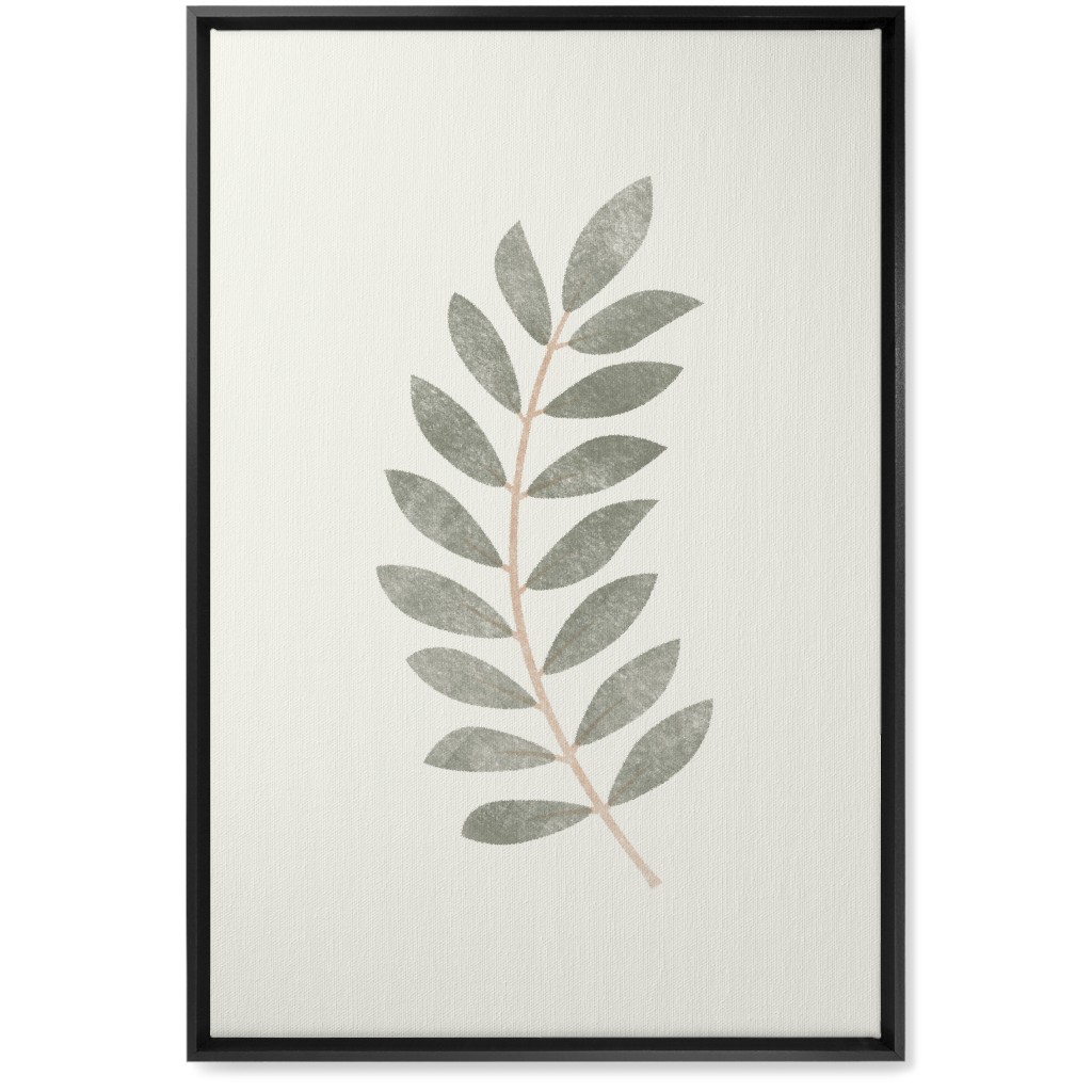 Botanical Leaf Ii Wall Art, Black, Single piece, Canvas, 20x30, Green, Sage