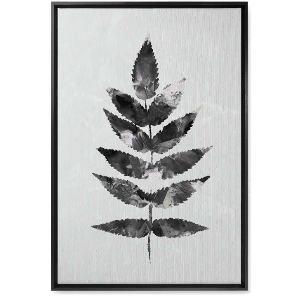 Botanical Leaf Wall Art, Black, Single piece, Canvas, 20x30, Beige