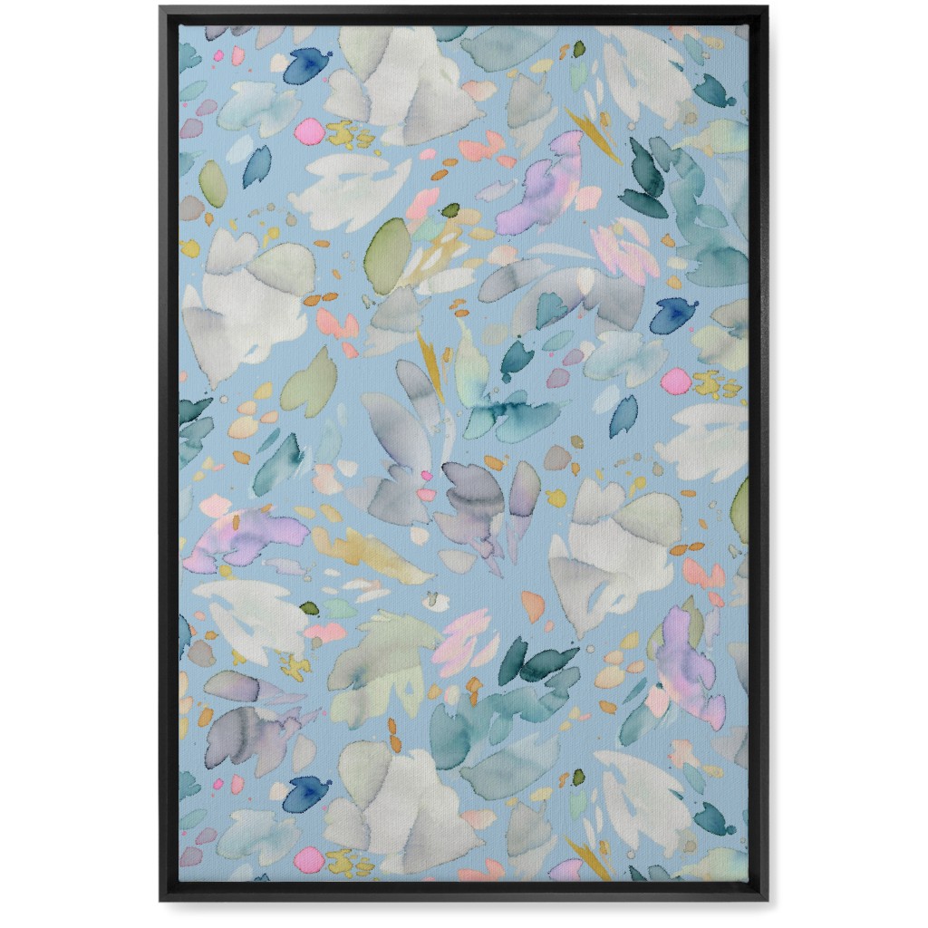 Abstract Petal Flowering Wall Art, Black, Single piece, Canvas, 20x30, Blue