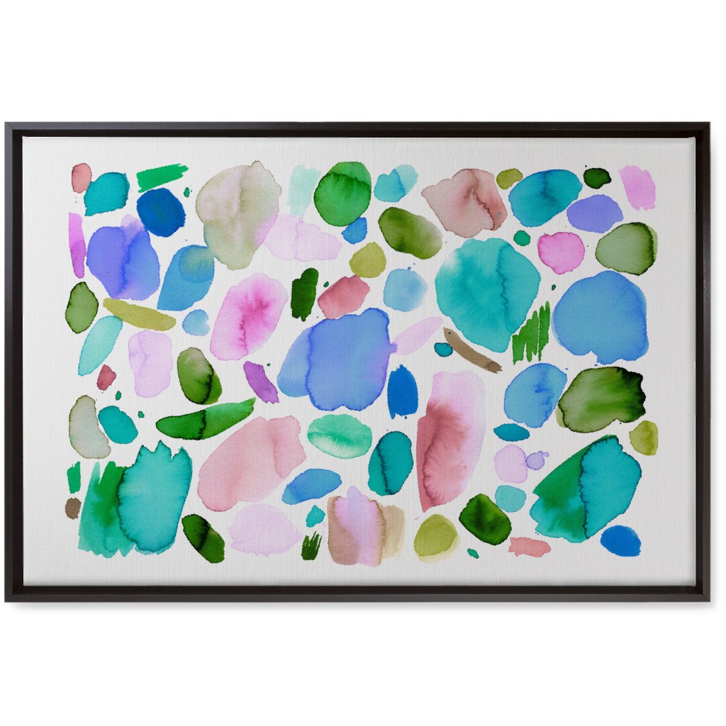 Summer Joy Watercolor Abstract Wall Art, Black, Single piece, Canvas, 20x30, Multicolor, Tidal Wave