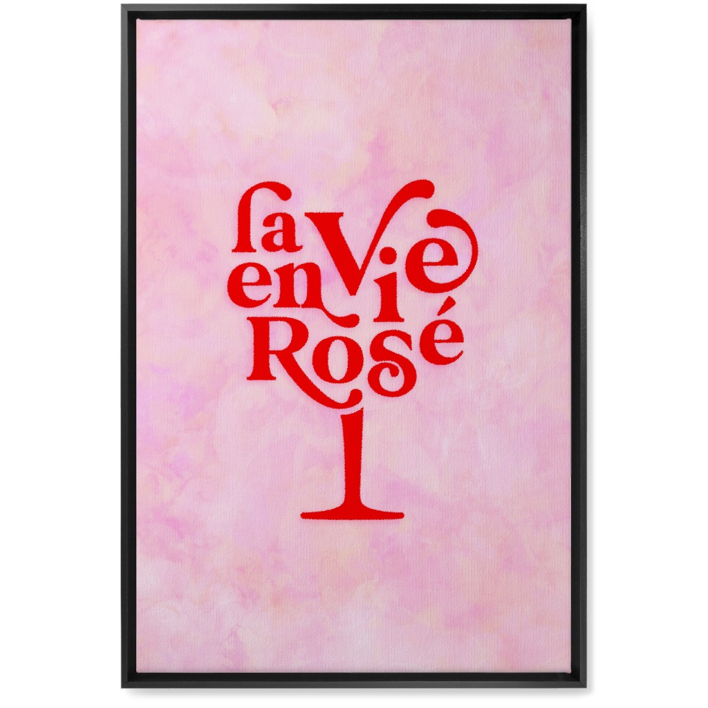 La Vie En Rose - Red and Pink Wall Art, Black, Single piece, Canvas, 20x30, Pink, Bright Pink