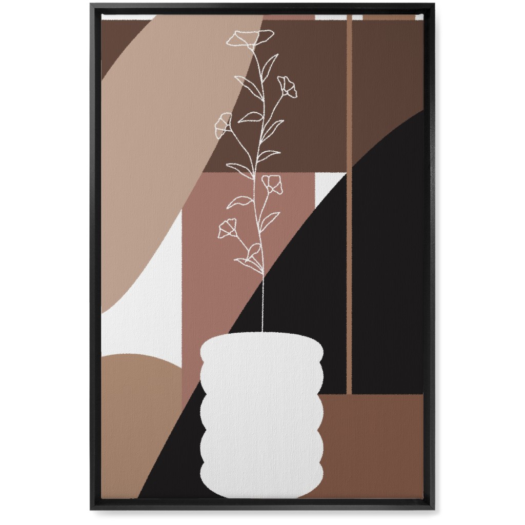 Botanical Abstract Shapes - Neutral Wall Art, Black, Single piece, Canvas, 20x30, Beige