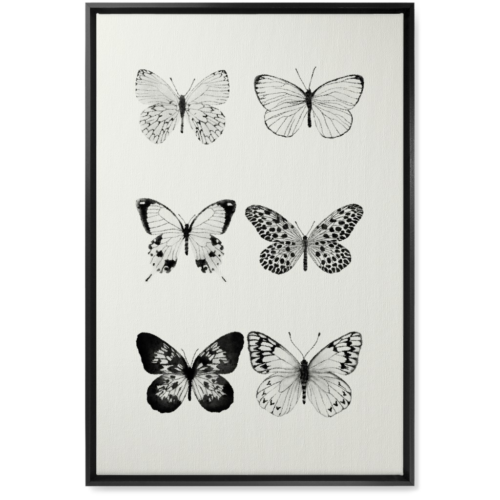 Butterflies Pairs Wall Art, Black, Single piece, Canvas, 20x30, Black