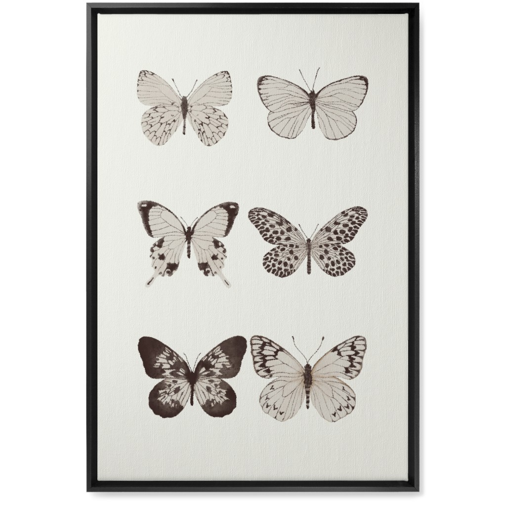 Butterflies Pairs Wall Art, Black, Single piece, Canvas, 20x30, Gray