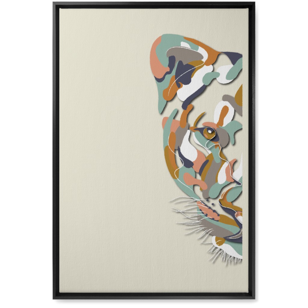 African Lioness Wall Art, Black, Single piece, Canvas, 20x30, Beige, Antique White