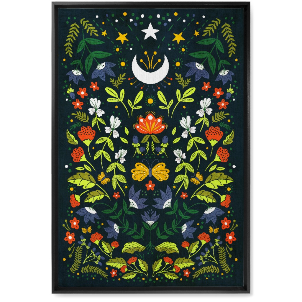 Night Garden - Multi Wall Art, Black, Single piece, Canvas, 20x30, Multicolor