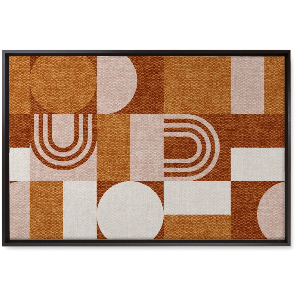 Aria Geometric Patchwork - Orange Wall Art, Black, Single piece, Canvas, 20x30, Orange, Orange