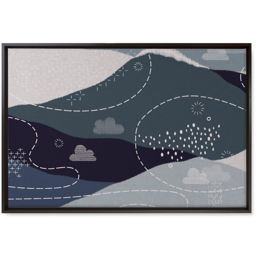 Ever Blue Mountains - Blue Wall Art, Black, Single piece, Canvas, 20x30, Blue