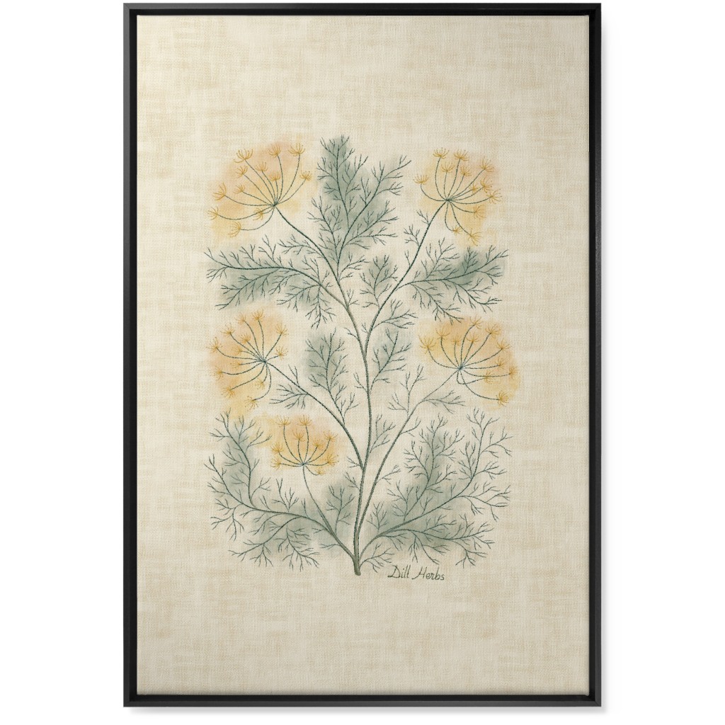 Dill Botanical Illustration Wall Art, Black, Single piece, Canvas, 24x36, Beige, Pearl