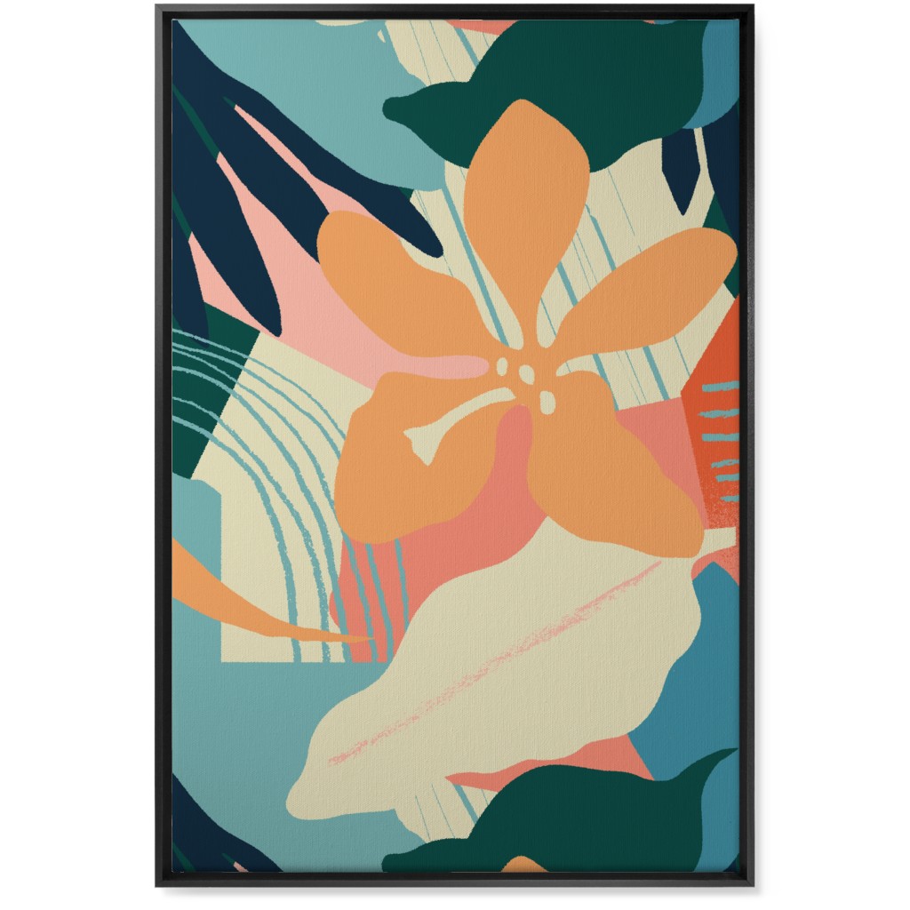 Abstract Magnolia - Multi Wall Art, Black, Single piece, Canvas, 24x36, Multicolor