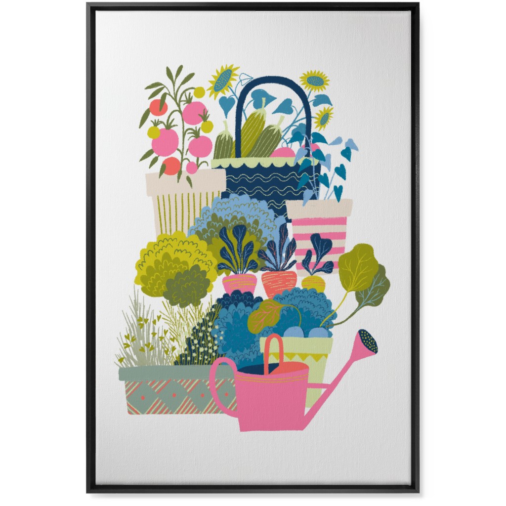 Growing Herbs and Flower Gardens - Multi Wall Art, Black, Single piece, Canvas, 24x36, Multicolor