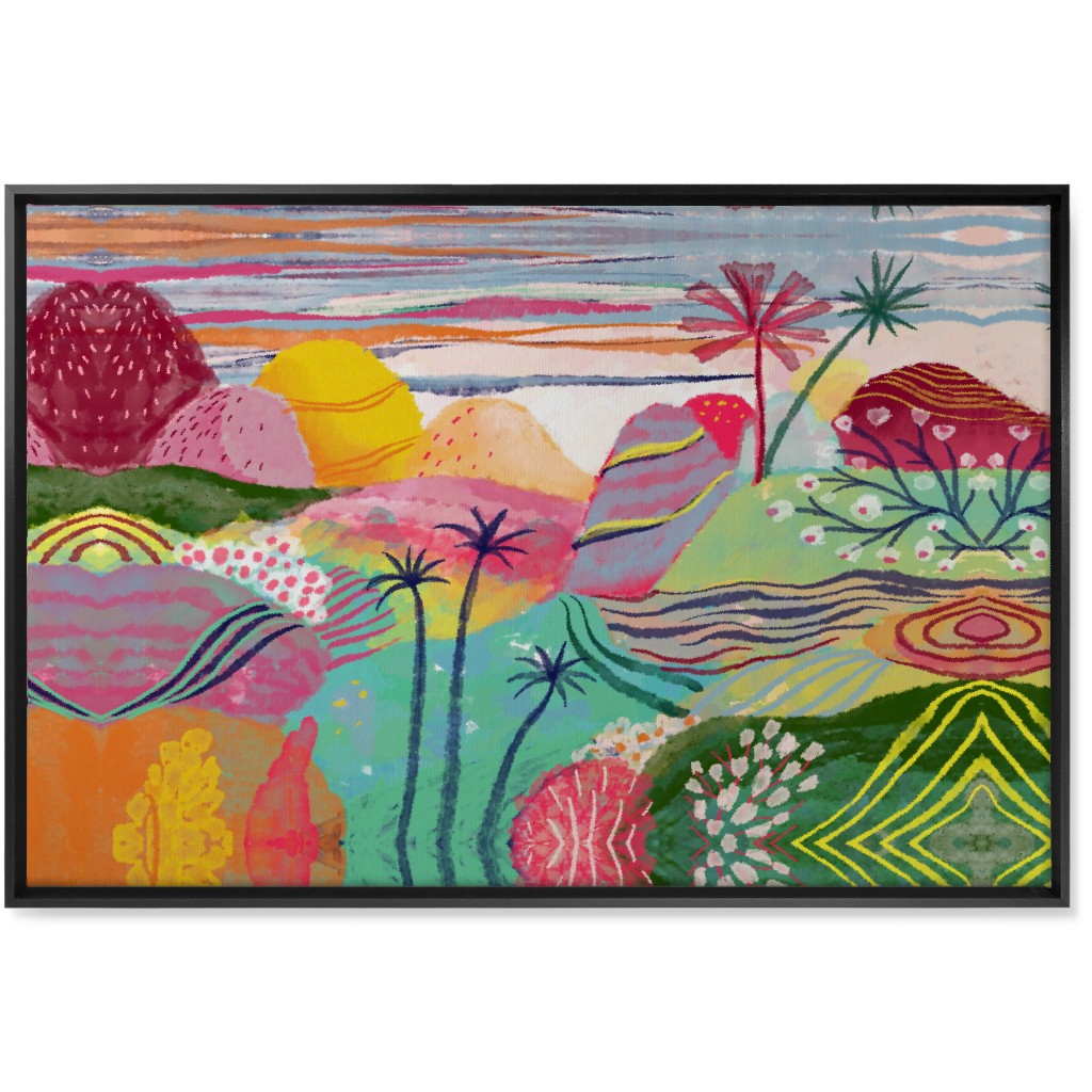 Abstract Dreamy Hills - Vibrant Wall Art, Black, Single piece, Canvas, 24x36, Multicolor