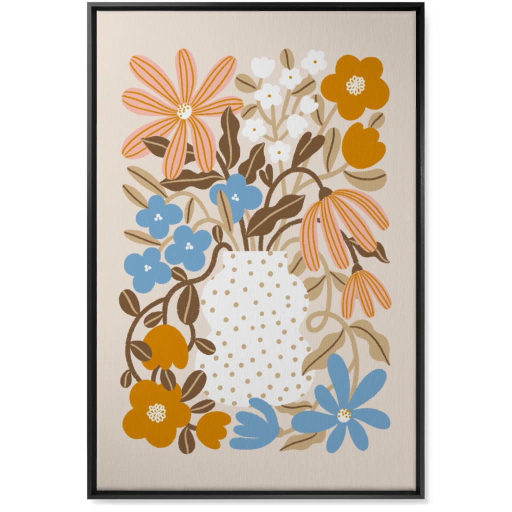 Earth Tones Bouquet Wall Art, Black, Single piece, Canvas, 24x36, Multicolor, Pearl