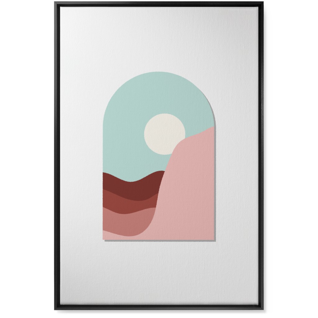 Abstract Desert Landscape in Window Daylight Wall Art, Black, Single piece, Canvas, 24x36, Multicolor